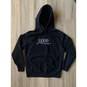 NWOT “Busy Focusing On The Good”Motivational Black Hoodie Top Fabric Men’s SMALL